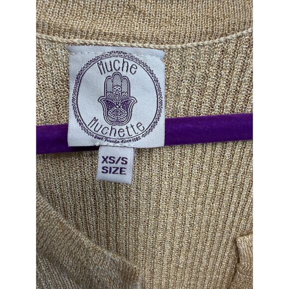 Muche & Muchette Gold Metallic Button Front Maxi Dress Beach Vacation XS/S - Picture 9 of 11